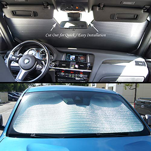 Image of RSS-040 Custom Fit Roll Up Car Windshield Sun Shade Protector, Sunshade Visor Silver 1-pc Set Compatible with 2016-2020 Buick Envision