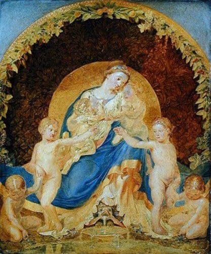 Cuadro pintura al óleo clásica La madre tierra de Philipp Otto Runge 60x90cm