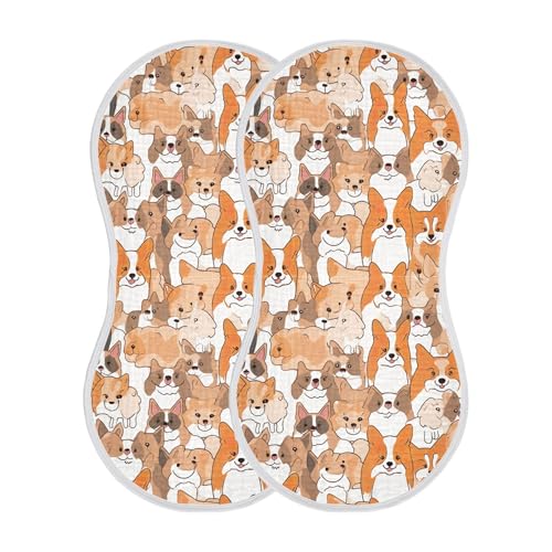 xigua Cute Dogs Baby Burp Cloths for Newborn Boys and Girls 1 Pack, Soft & Absorbent Cotton Baby Burp Cloth, Baby Washcloths, Newborn Towel, Burp Rags2