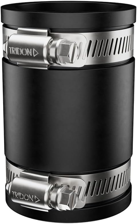 Fernco 1056-125 Cast Iron, Plastic and Steel Pipe Flexible Coupling Connector Sewer and Drain Coupler Adapter 1.25" X 1.25" Black