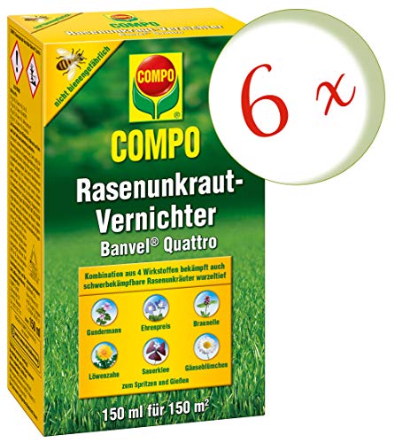 Oleanderhof Economy Set: 6 x Compo Lawn Weed Killer Banvel® Quattro 150 ml + Free Oleanderhof Flyer