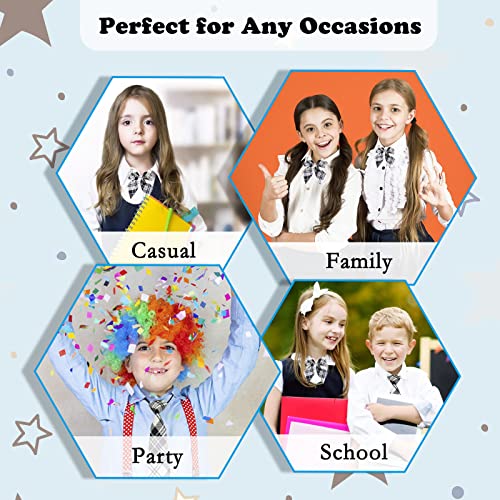 Mantieqingway School Ties for Boys/Girls, Pre-tied Adjustable Bow Ties Uniforms Tie Set for Graduation Party Casual(Age 5-12)3
