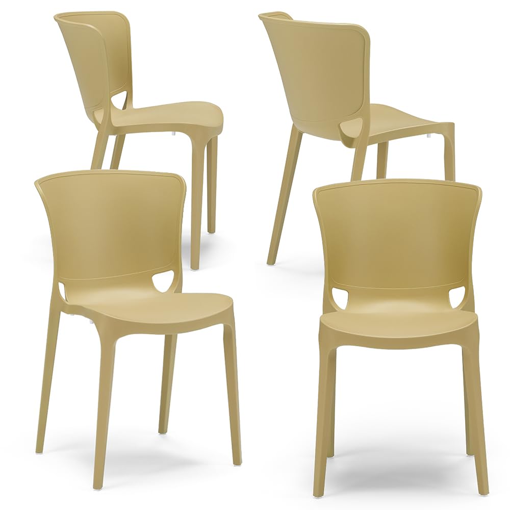 Set 4 sedie in polipropilene JUMBO, MADE IN ITALY, impilabile, resistente ai raggi UV, design moderno, ideale per sala da pranzo, cucina, sala d’attesa, bar, ristoranti o giardino (Senape, 4)