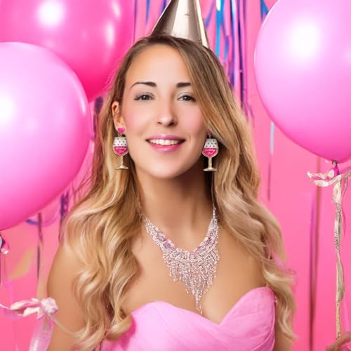 Birthday Earrings for Women Champagne Bottle Statement Cake Dangle Earrings Happy Birthday Drop Earrings Jewelry Gifts Party Favors for Women2