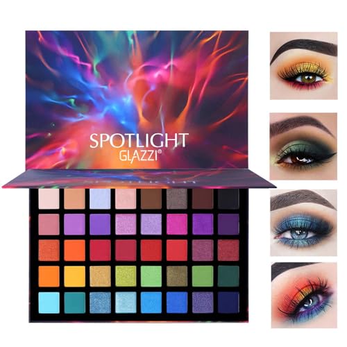 Paleta de sombras de ojos de 40 colores, paleta de sombras de ojos multicolor mate y brillante, color arcoíris mate con purpurina, para maquillaje de vacaciones y uso diario, polvo fino, brillante de