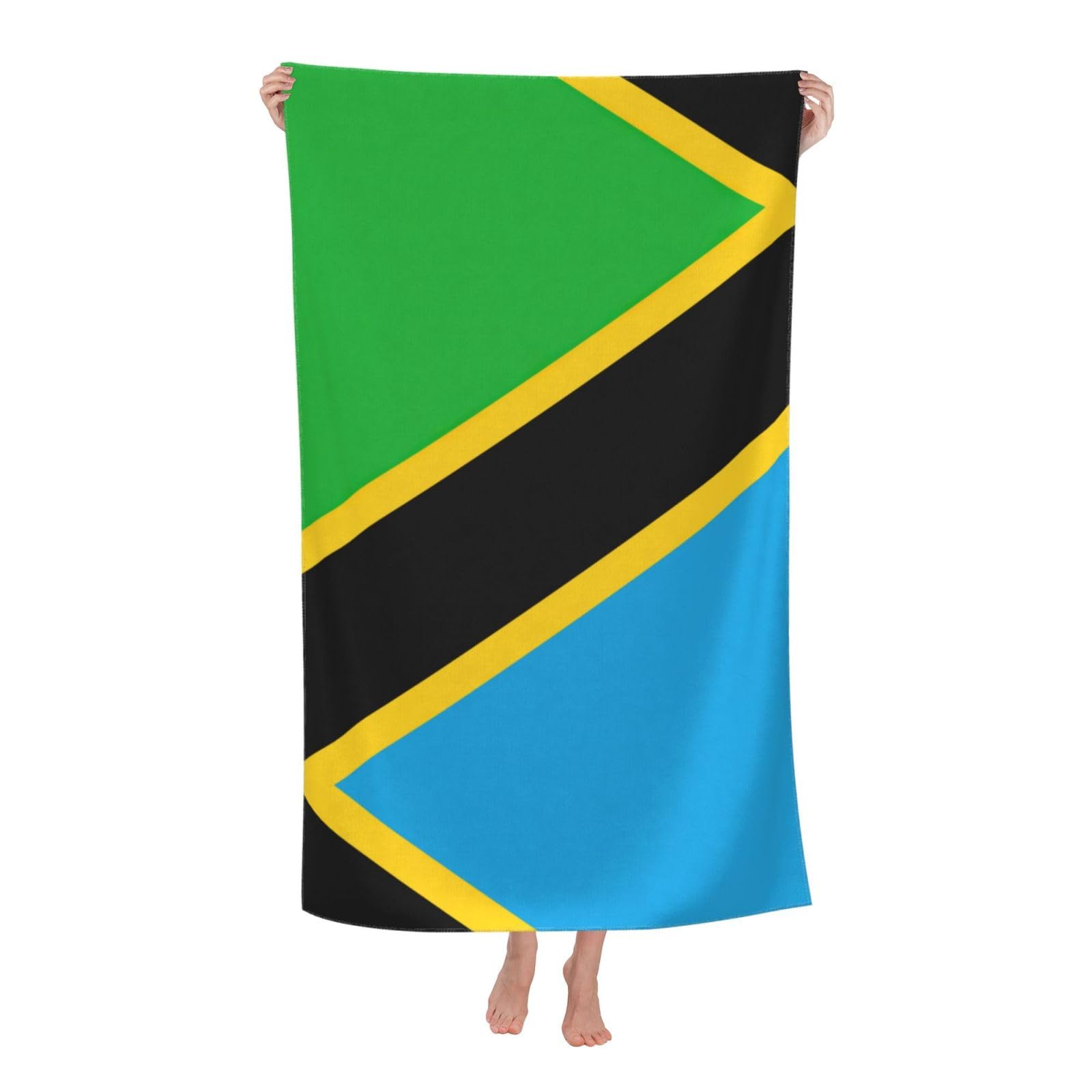 NImongt Tanzania Flag Print Oversized Adult Beach Towel For Travel Weekend Getaways Festivals Camping Trips