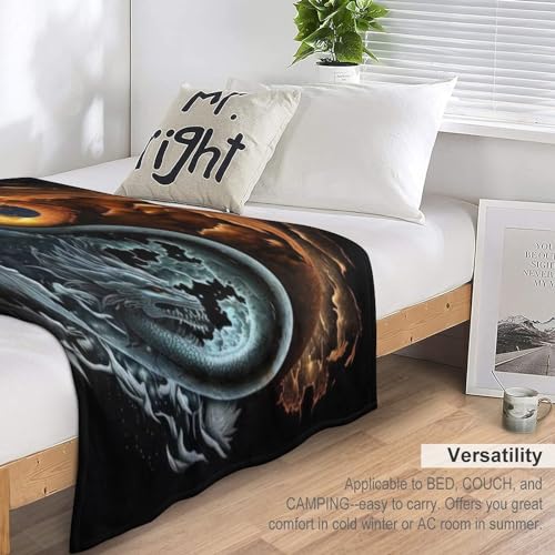 Manta de forro polar con dragón de 100x130 cm para cama y sofá 7