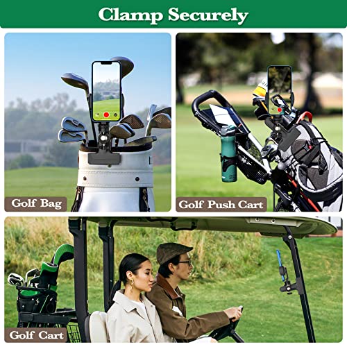 MoKo Golf Handyhalter Golfschwungs, Universal Golf Smartphone Halter 360° Drehbar Golf Handy Clip Halter Golf Swing Analyzer für 4,7 - 6,8 Handy Golf Handyhalter für Golf Trolley Golfwagen, Schwarz