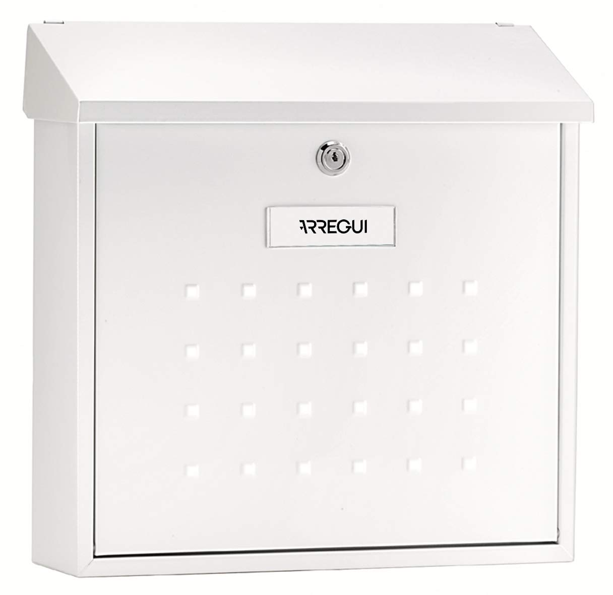 ARREGUI Premium Maxi E5611 Buzón Exterior de Acero, Tamaño L (Revistas, Sobres C4), Gran Capacidad, Buzón de Correo Individual, Buzón de Pared Grande, Antilluvia, Fácil de Instalar, Blanco