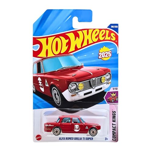 Hot Wheels Alfa Romeo Giulia Ti Super HYW40 Compact Kings 7/10 Short Card rojo número 35 Momo Alfa Licencia Mattel 2025 1:64