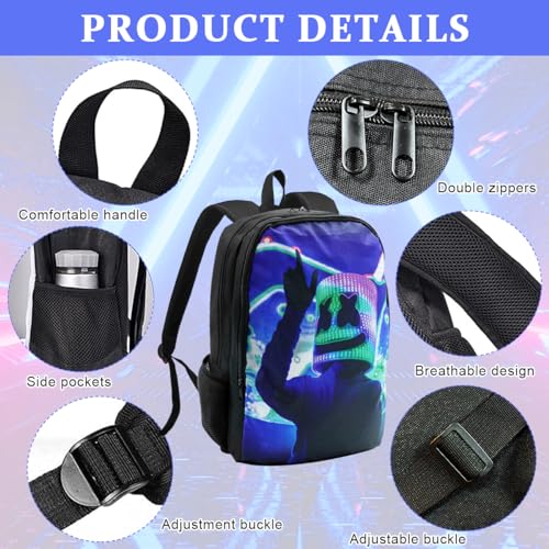 Image of Fancyku Marshmello Bag Marshmello Print Backpack Laptop Bag Marshmello Merchandise Gift Backpack for Fans Travel Backpack
