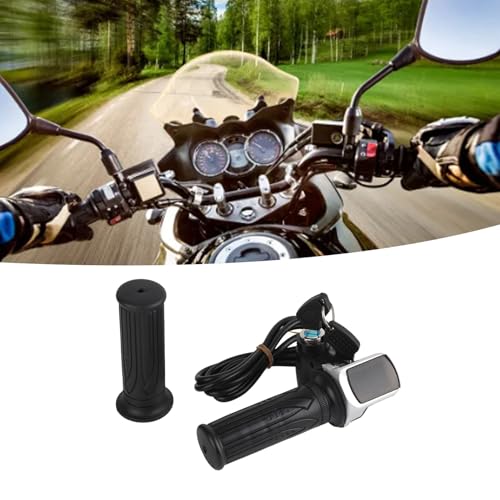 Poignée D'accélérateur électrique à Demi-torsion 36 V avec Indicateur de Puissance LED Verrouillage à Clé pour Vélos électriques Scooters Noir