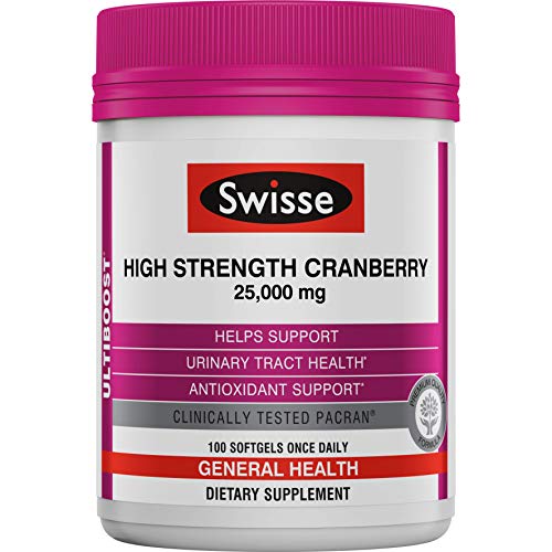 Swisse Ultiboost High Strength Cranberry Supplement | Urinary Tract Health Support | 25, 000 mg, 100 Softgel Tablets