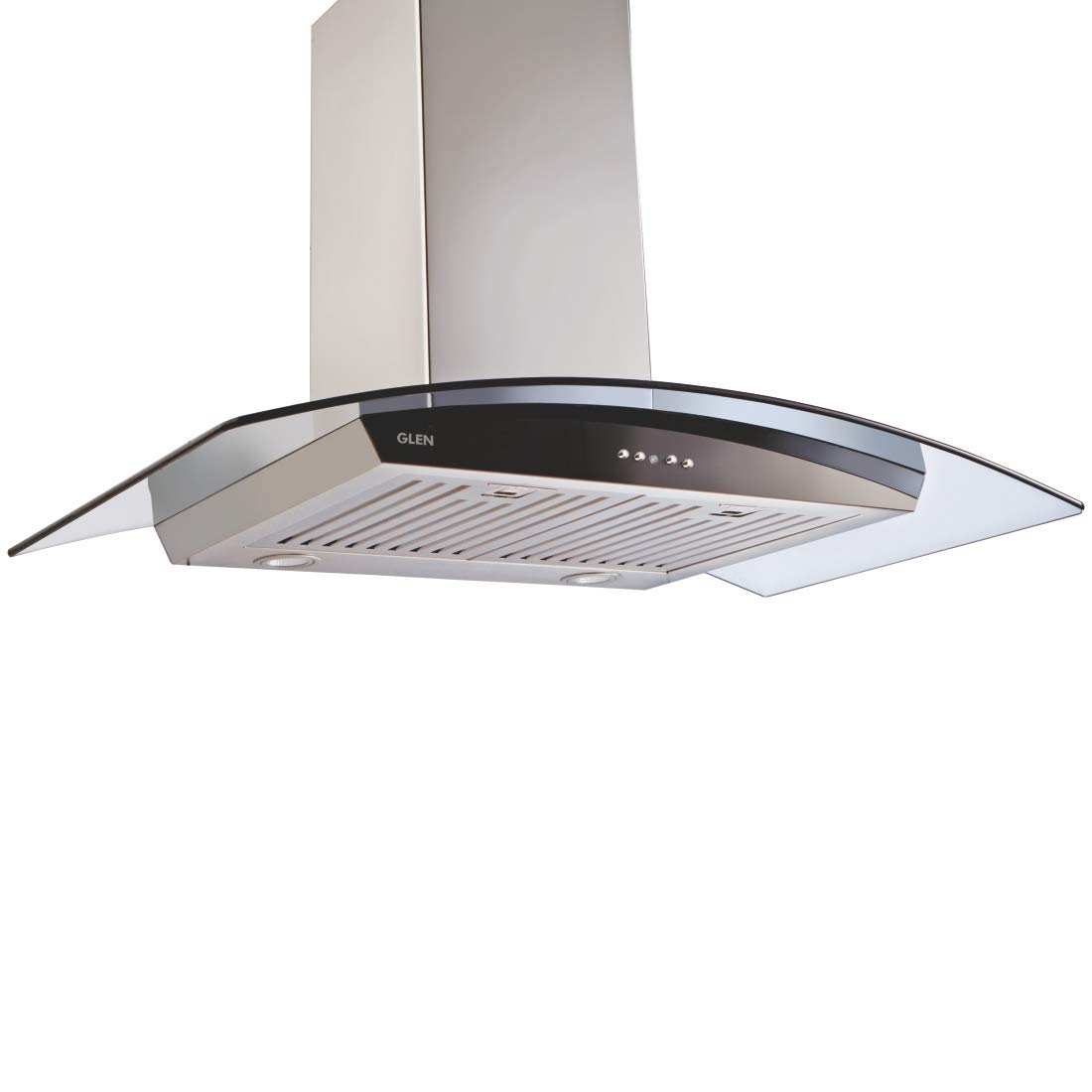 Glen 90 cm1250 m3/hr Curved Glass Wall Mounted Kitchen Chimney With 7 years warranty on Product, Baffle Filters Push Buttons (6071 GF Silver)-image-19