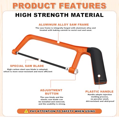 Hand Bügelsäge Kleine Metallsäge Mini Holzsäge kleine Handsäge mit 8 Austauschbarem Sägeblättern Metall Sägeblättern ür Metall Holz Kunststoff Eisensäge Klein Metallsäge Hacksaw