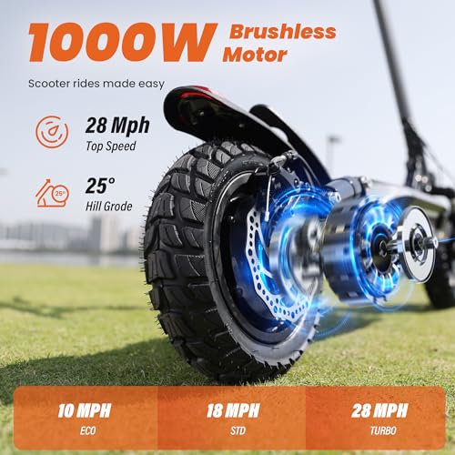Electric Scooter, 1000W Powerful Motor E-Scooter, 28 MPH Top