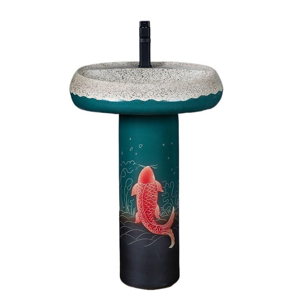 Aertsdfgt A Vessel Sink Retro Rt Pedestal Basin Integrated Floor-Standing Wash Household Simple Balcony Ceramic