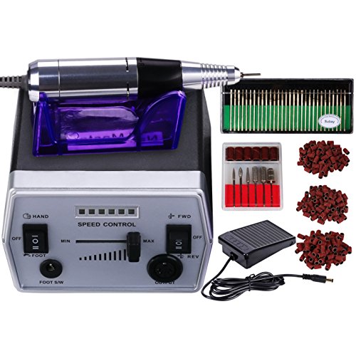 30000RPM Professional Electric Nail File Drill Manicure Pedicure Machine Tool Set Kit Bit Low Noise and Vibration (Black)