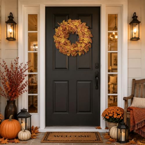 20" Fall Wreath for Front Door, Artificial Autumn Wreath - image 4