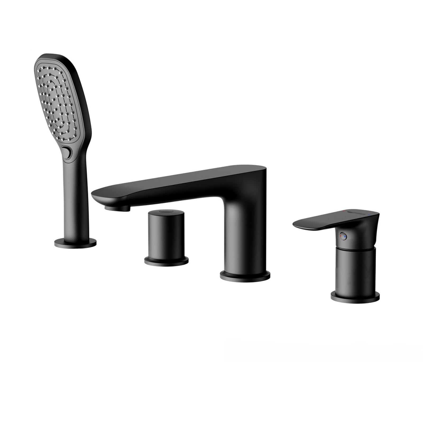 NZPOST Bathroom Tub Tap Black Deck Mounted Bath Shower Mixer Tap with Pull Out Hand Held Shower Head and H
