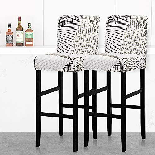 4Pcs Jacquard Bar Chair Stool Covers,Counter Stool Pub Chair Slipcover Stretch Removable Washable Velvet Barstool Protector Covers For Short Swivel Dinning Chair-Counter Height Side Chairs (K331) #TOP6
