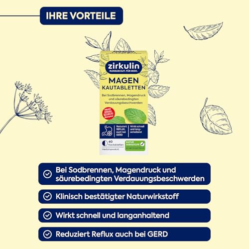 Zirkulin Magen Kautabletten 240 Stück - Pfefferminzgeschmack – Schnelle Linderung bei Sodbrennen und Magendruck – Hilfe gegen Verdauungsbeschwerden – für gezielte Magenunterstützung – Bild 4