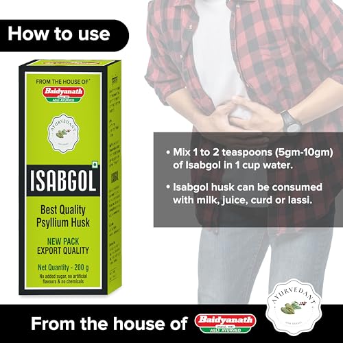 Image of Baidyanath Ayurvedant Isabgol (Psyllium Husk) Powder | Chemical Free | No Added Sugar Or Artificial Flavour | 400 g (Pack of 2 x 200 g)