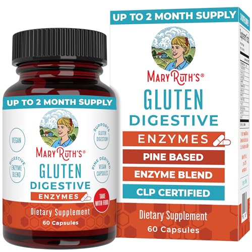 MaryRuth’s Gluten Digestive Enzymes | Up to 2 Month Supply | Proprietary Enzyme Blend | Vegan Pine-Based Capsules | Non-GMO | 60 Count