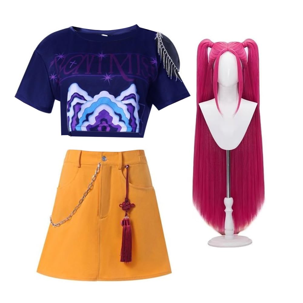 Jiumaocleu Mira Cosplay Costume for Women Anime Mira Costume Role Play Complete Set T-Shirt Short Skirt Halloween Carnival Party - S - Mira with Wig