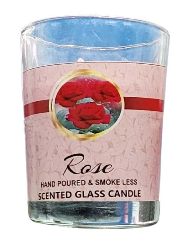 Image of Glass Votive Paraffin Wax Candles Perfect for Decoration of Dinner, Wedding Parties, Church, Spa, Restaurant, Smokeless Dripless Long Lasting(Rose, Set of 1 - Burn Time: 10 Hr)