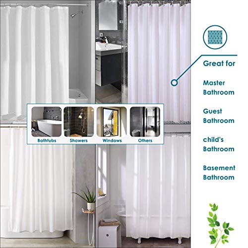 Lanmeng Solid Fabric Extra Long Shower Curtain Liner For Bathroom, Hotel Quality Machine Washable (72-By-78 Inch, White) #TOP5