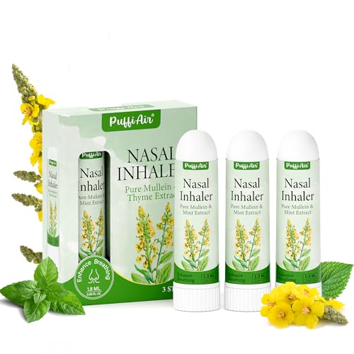 Image of PUFFIAIR Mullein Nasal Sticks (3 Pack) 丨Pure Mullein & Mint Extract丨 Boost Focus, Reduce Fatigue & Stuffy Noses 丨 Support Craving Relief for Smokers, Energy Boost & Respiratory Health