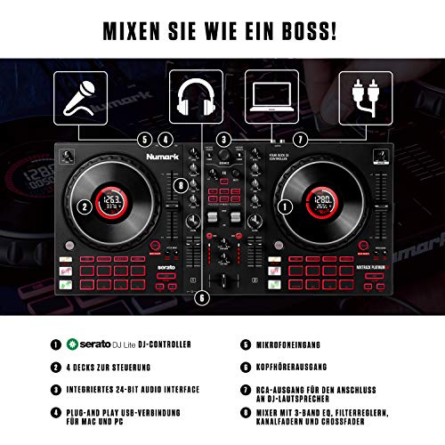 Numark Mixtrack Platinum FX + Numark HF125 – DJ-Controller für Serato DJ mit 4-Deck Kontrolle + professioneller DJ… - Image 5