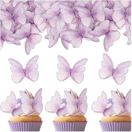 48 Piezas De Decoraciones Comestibles Para Pasteles, Oblea De Papel De Arroz Con Forma De Mariposa, Decoración Para Pasteles, Cupcakes, Fiestas De Cumpleaños, Suministros De Decoración De Alimentos
