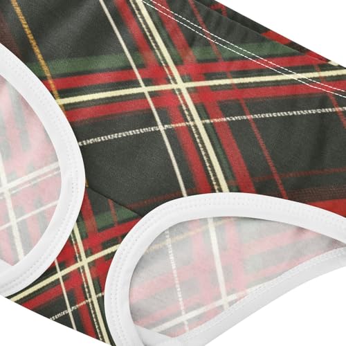 Girls' Cotton Briefs Breathable Underwear for Young Girls Red Black Plaid4
