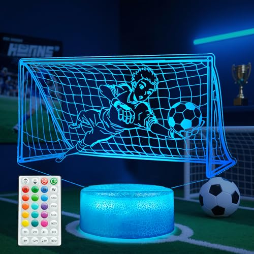 POSSHE Fußball Geschenk, 3D Nachtlicht, 16 Farben wechselnd, Fernbedienung mit Timer, RGB Blinkmodus und dimmbar, Fußball Lampe für Weihnachten Geburtstag Dekoration POSSHE Fußball Geschenk, 3D Nachtlicht, 16 Farben wechselnd, Fernbedienung mit Timer, RGB Blinkmodus und dimmbar, Fußball Lampe für Weihnachten Geburtstag Dekoration