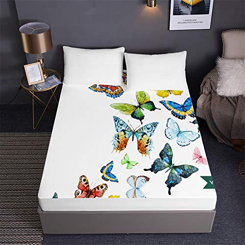 Drap housse antidérapant et résistant à la décoloration imprimé papillon - 4