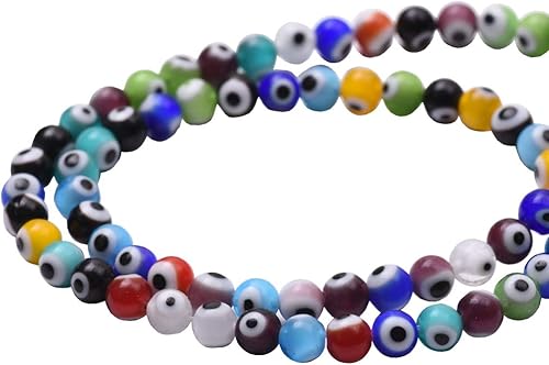 113 cuentas coloridas de ojo malvado de 0.236 y 0.315 pulgadas, cuentas de cristal espaciadoras turcas para pulseras, collares, joyería