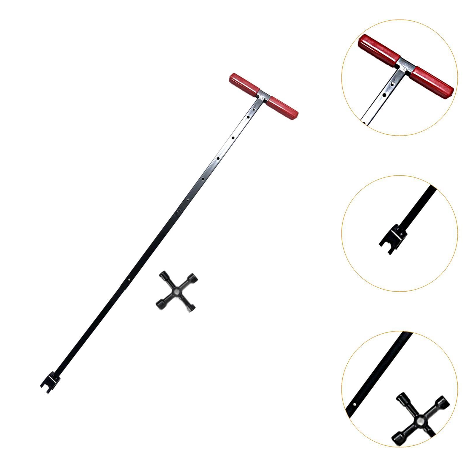 Llave Multifuncional para de Agua Incluye Mango Llave de 4 Funciones Herramienta de Fontanería Profesional Ideal para Jardín Y, Rojo Telescópico