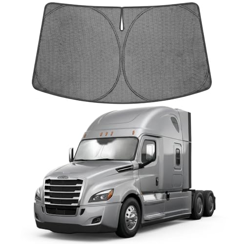 Image of Proadsy Windshield Sun Shade Custom Fit Freightliner Cascadia 2018-2026 Ice Crystal Black Front Window Sunshade UV and Heat Blocker Foldable Visor Keeps Car Cooler for Summer Parking and Daily Use