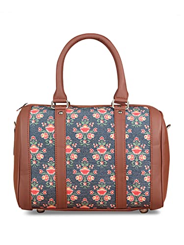 Image of ZOUK Printed Vegan Leather Handmade Women's Handbags with double handles and detachable Sling Strap