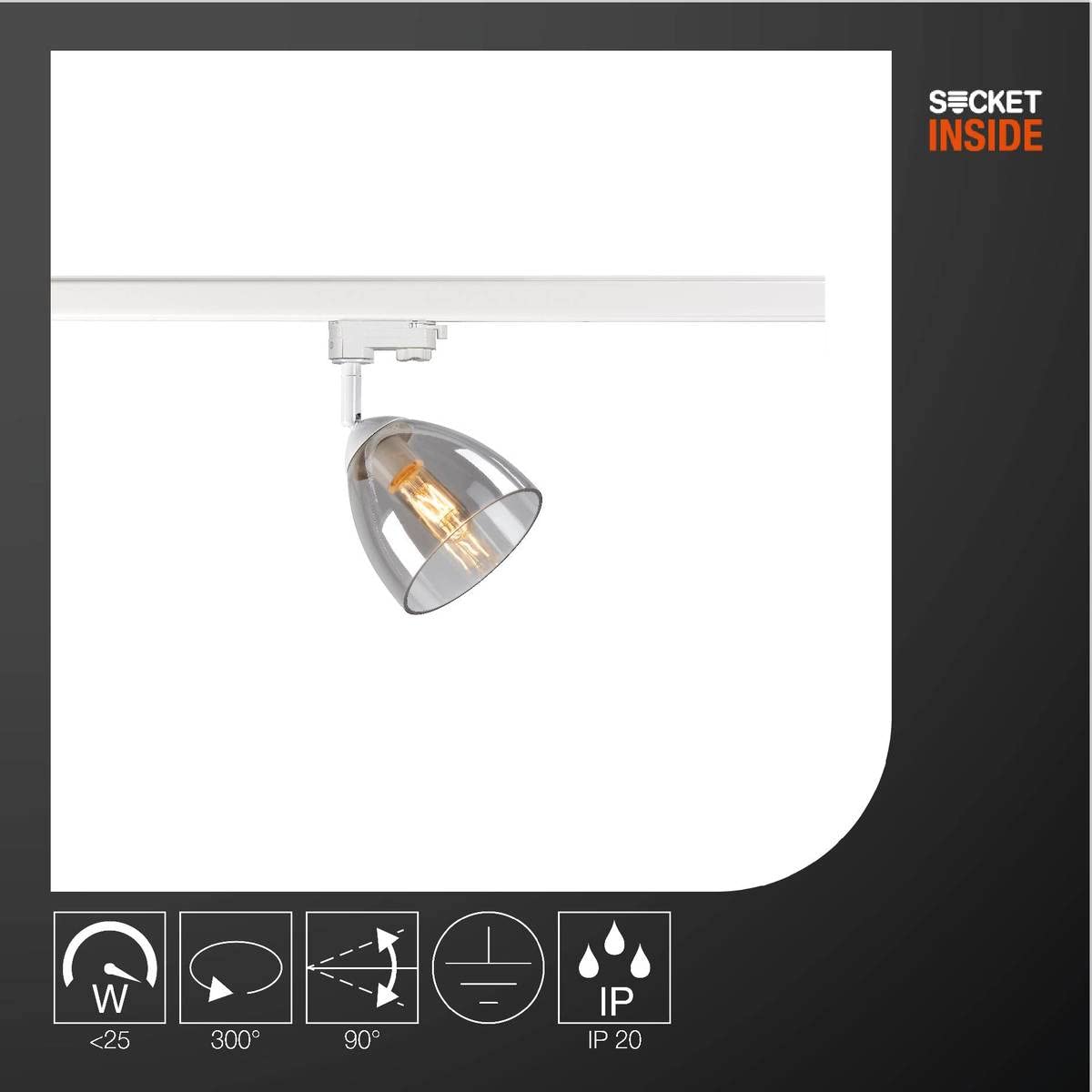 SLV 3 Phasen System Leuchte PARA CONE GL GU10 25W weiß LED-Spot Decken-Strahler