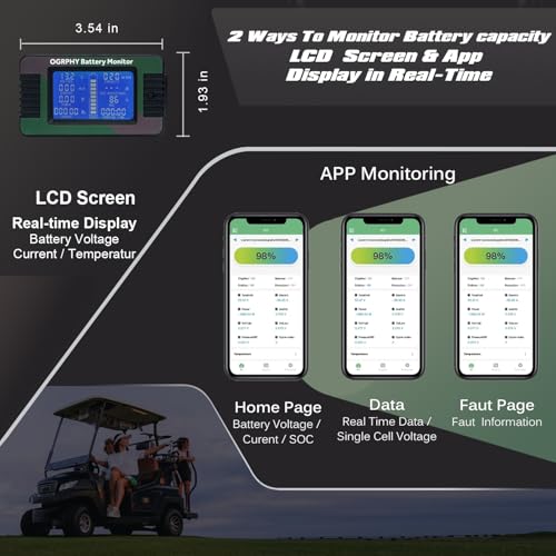 Image of OGRPHY 48V 100Ah Lithium Battery Golf Cart - LiFePO4 Conversion Kit with 200A BMS, APP & Touch Monitor, 18A Fast Charger | 4000+ Cycles | Fits Club Car, EZGO, Yamaha