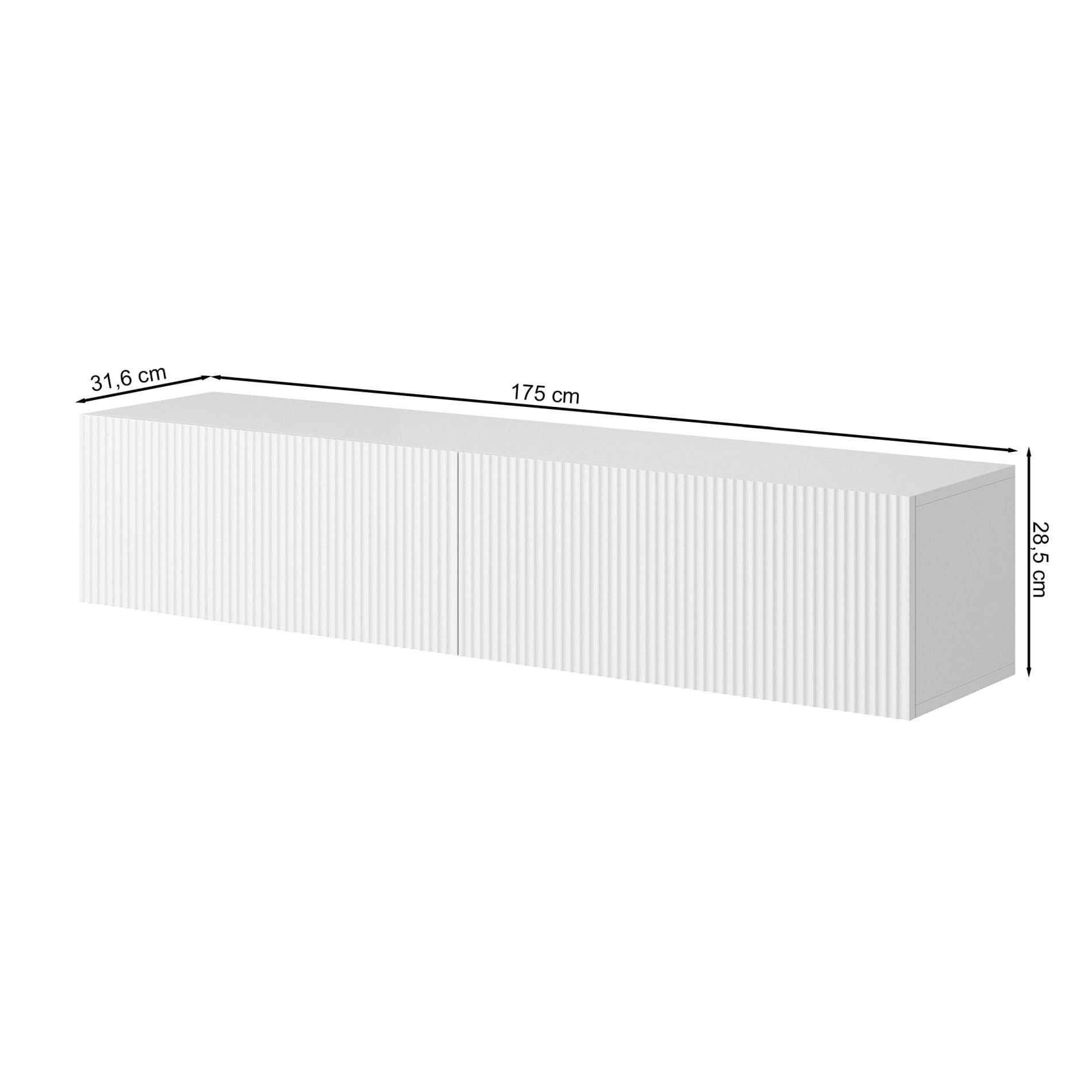 Selsey TV Schrank Board Sideboard Fernsehtisch Fernsehschrank 175 cm Hängend Gefräste Front Graubeige Veldio