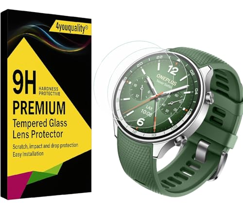 Image of 4youquality Military-Grade Gorilla Tempered Glass for OnePlus Watch 2R (Transparent) | Edge-to-Edge Full Screen Coverage | 9H Hardness | HD Clear | Scratch Resistant | Pack of 2