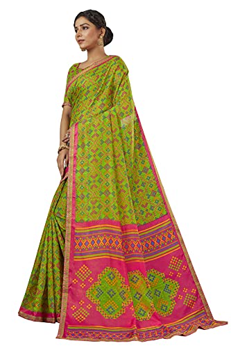 Image of Glory Sarees Women's Brasso Saree with Blouse Piece (Brasso Bandhani101Parent)