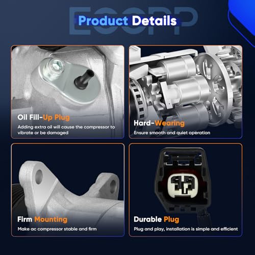 Image of ECCPP AC Compressor with Clutch for Buick Lucerne 4.6L | for Cadillac DTS 4.6L 2006-2011 Fast Cooling AC Compressor Low Vibration