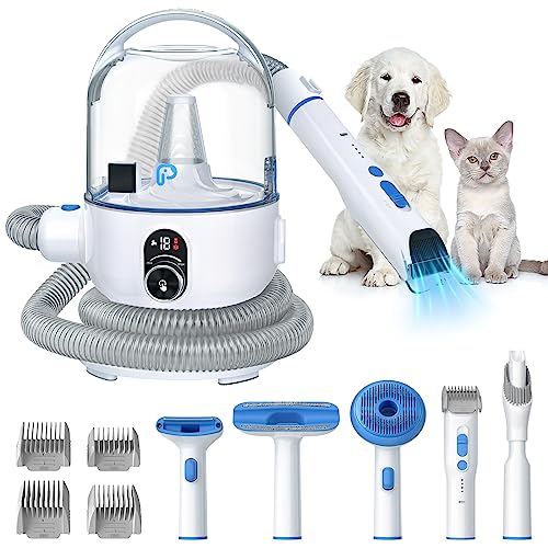 AsyPets Pet Grooming Vacuum Kit, Dog Clippers for Grooming,Cat Hair Brush Shedding Trimmer Supplies Tool,15Kpa Super Suction Power 2