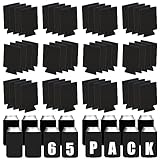 RHBLME 65 Pack Blank Beer Can Coolers Sleeves, Soft Insulated Beer Can Cooler Sleeves Plain Black Can Sleeves for Soda, Beer & Water Bottles - Blanks for Vinyl Projects Wedding Favors & Gifts