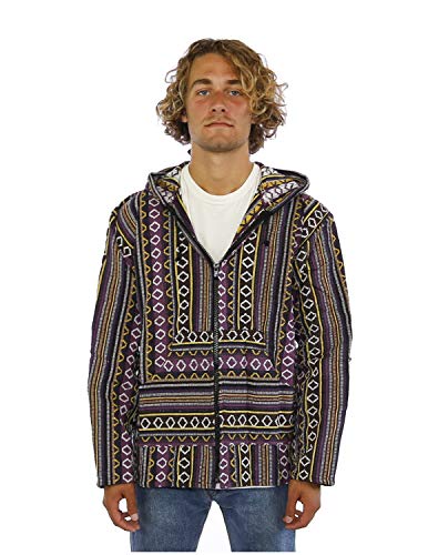 Sunshine Joy Woven Baja Style Zip Up Hoodie Hooded Jacket